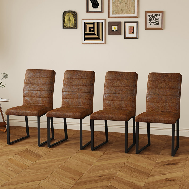 Chaises de salle à manger en faux cuir Kamden, 4, Brun / Noir
