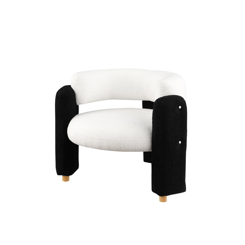 Fauteuil d'appoint rembourré en tissu Chetanna, Blanc / tissu noir