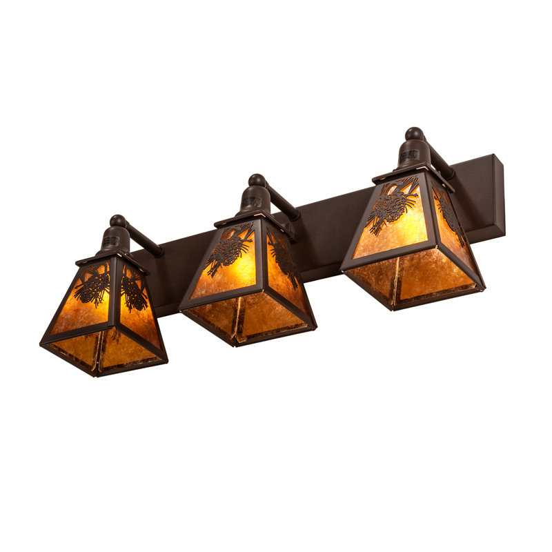 Éclairage pour meuble-lavabo 3 lumières 28 po, H 10,5 po x l 28 po x P 9,25 po, Ambre, Noir café