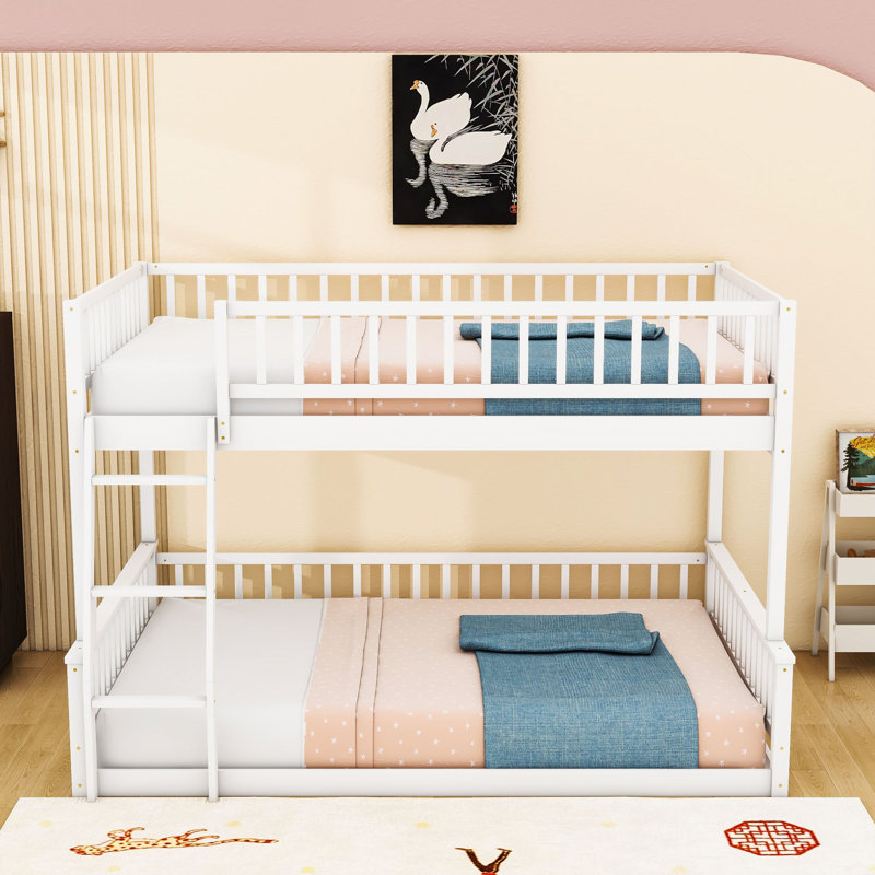 Lit double superposé au-dessus de grand lit double avec conception détachable et échelle