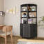 Bibliothèque de rangement 69 "H x 17,7" l en rotin et bois avec portes, tablette d'angle à 3 niveaux avec armoire-672463298