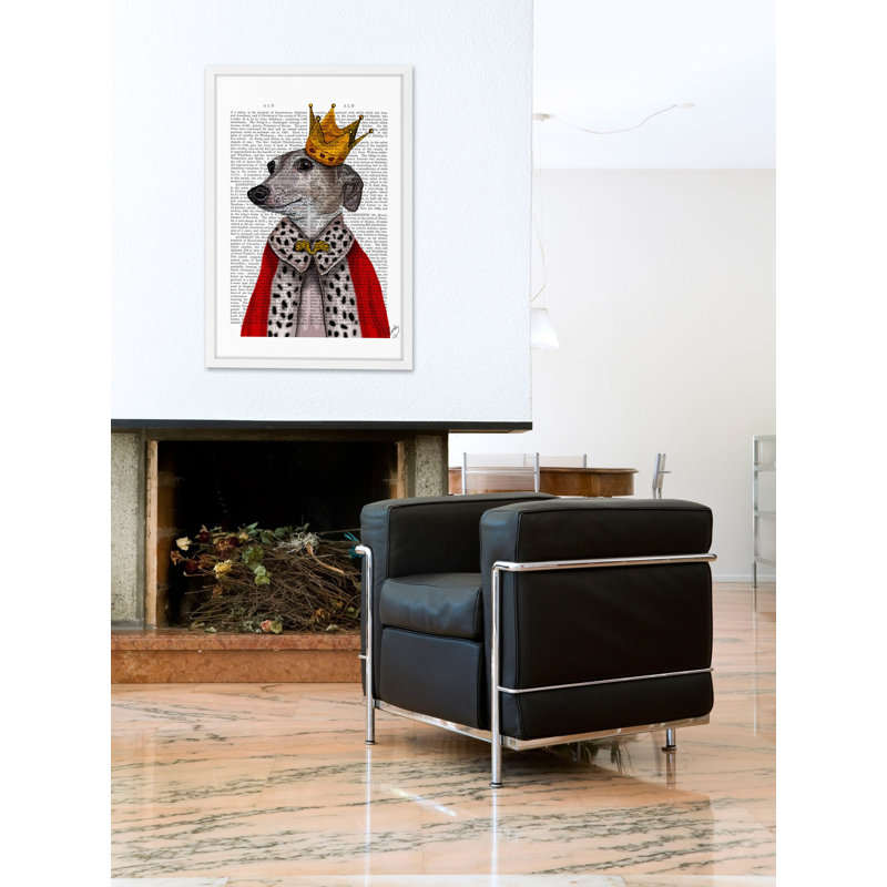 « lévrier grand », reproduction d’art encadrée, H 30 po x l 20 po