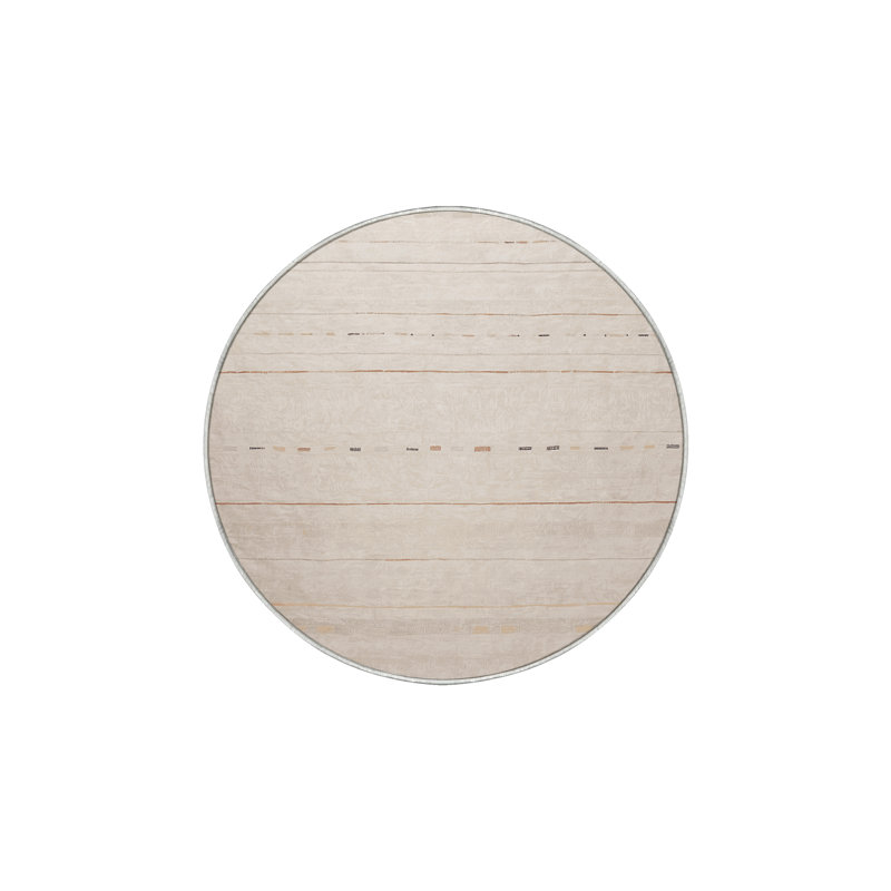Tapis beige lavable à la machine, Rond 3 pi