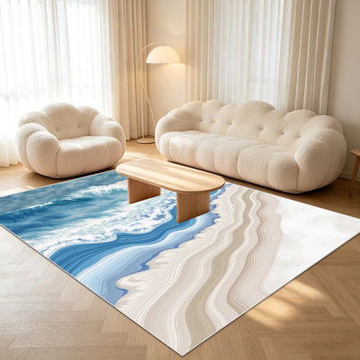 Tapis de salon inspirés des vagues abstraites de 1 pièce pour le salon, doux et confortable, convient à toutes les saisons, facile à entretenir, tapis de sol intérieur lavable à la machine, convient à la chambre à coucher, à la salle à manger, au bureau, au couloir, au patio, à la maison, à la décoration extérieure .