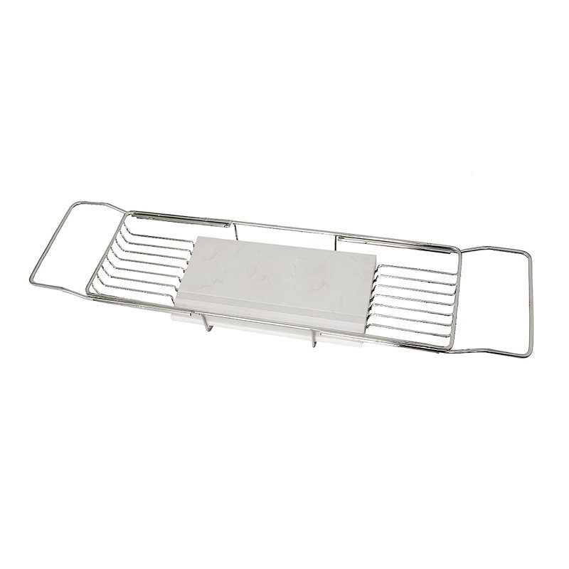 Freestanding Bath Caddy, Polished Chrome/Bianco