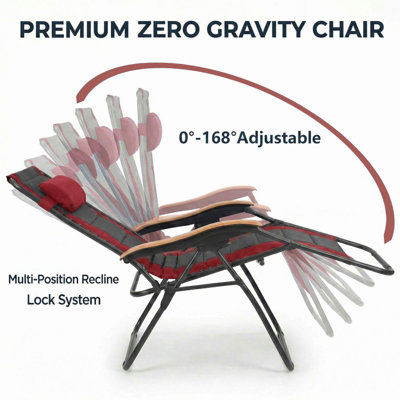 Très grand fauteuil rembourré zéro gravité, fauteuil inclinable pliable pour le patio, siège anti-gravité de 30 po de large avec porte-gobelet, support 400 lb