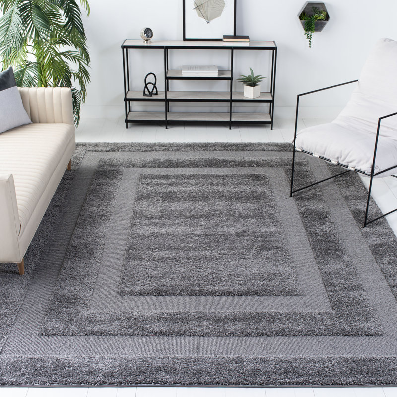 Tapis gris à motif géométrique Assar, Rectangle de 5 pi 3 po x 7 pi 6 po