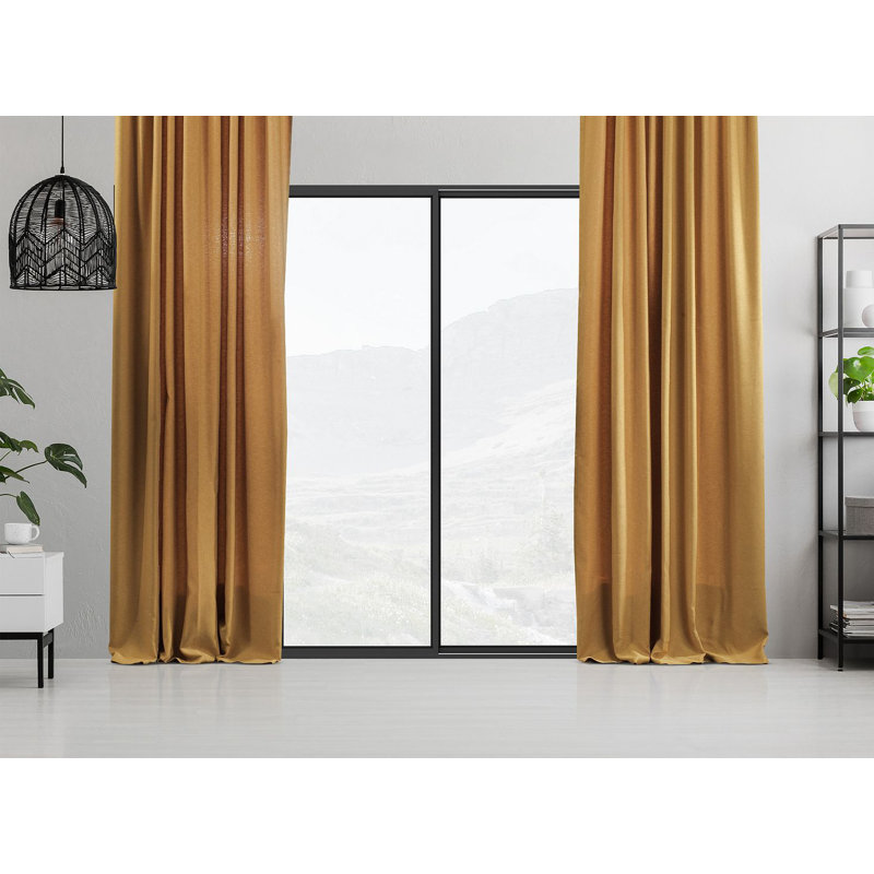 Blackout Single Curtain Panel, Mustard Yellow, 260cm Width x 265cm Drop