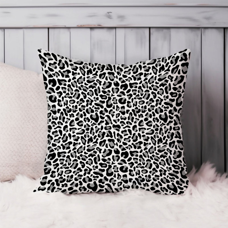 Animals Black & White Leopard Pattern II Pillow Cover, 16"H x 16"W