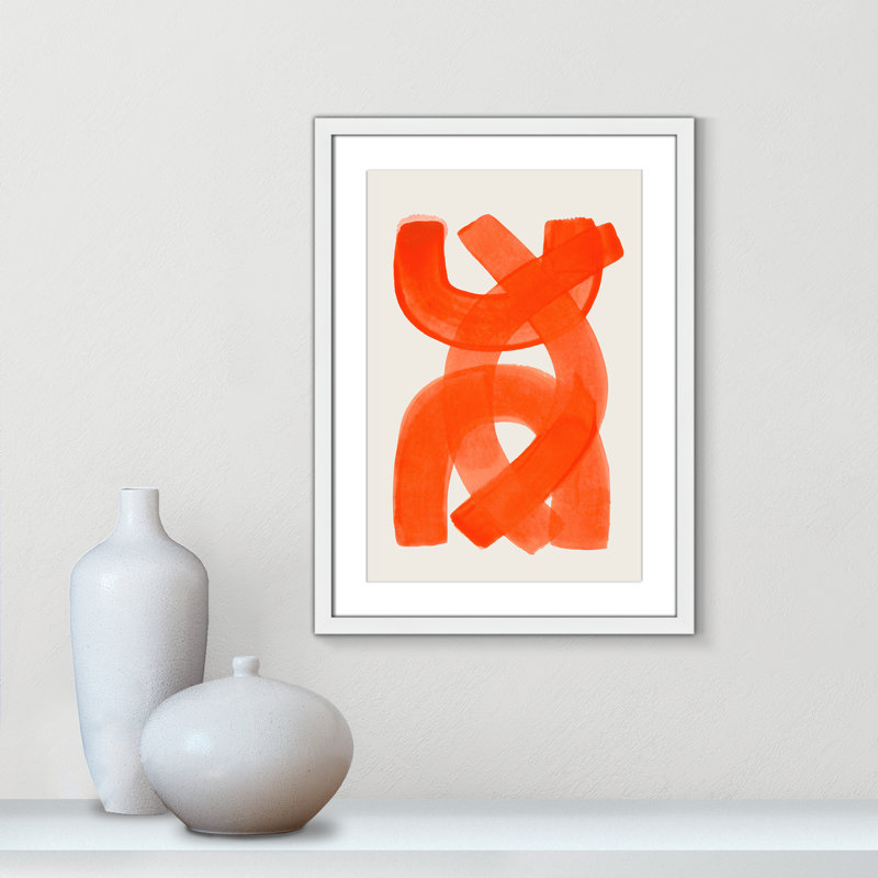 «Orange Strokes Print» par Haniff, Blanc satiné, L 17 po x H 23 po, Imprimé mat