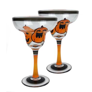 Jack-o-Lantern Stemless Wine Glasses