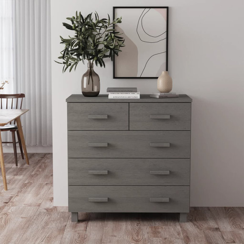 Hadid 79cm W 5 - Drawer Chest of Drawers, Light Grey