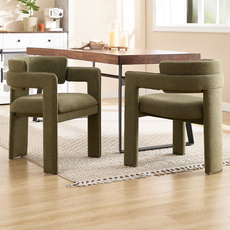 Fauteuil de salle à manger rembourré moderne avec dossier de 19 po de hauteur H 19 po, Vert