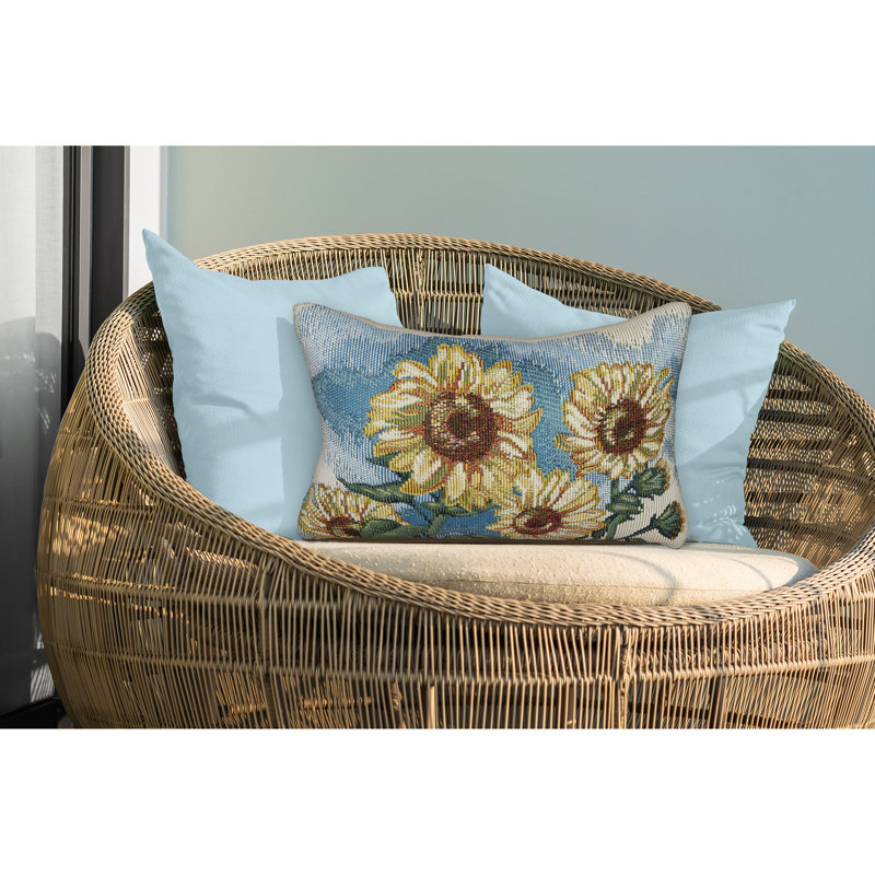  Polyester Lumbar Rectangular Indoor/Outdoor Pillow Cover and Insert, Height 18" x Width 12"