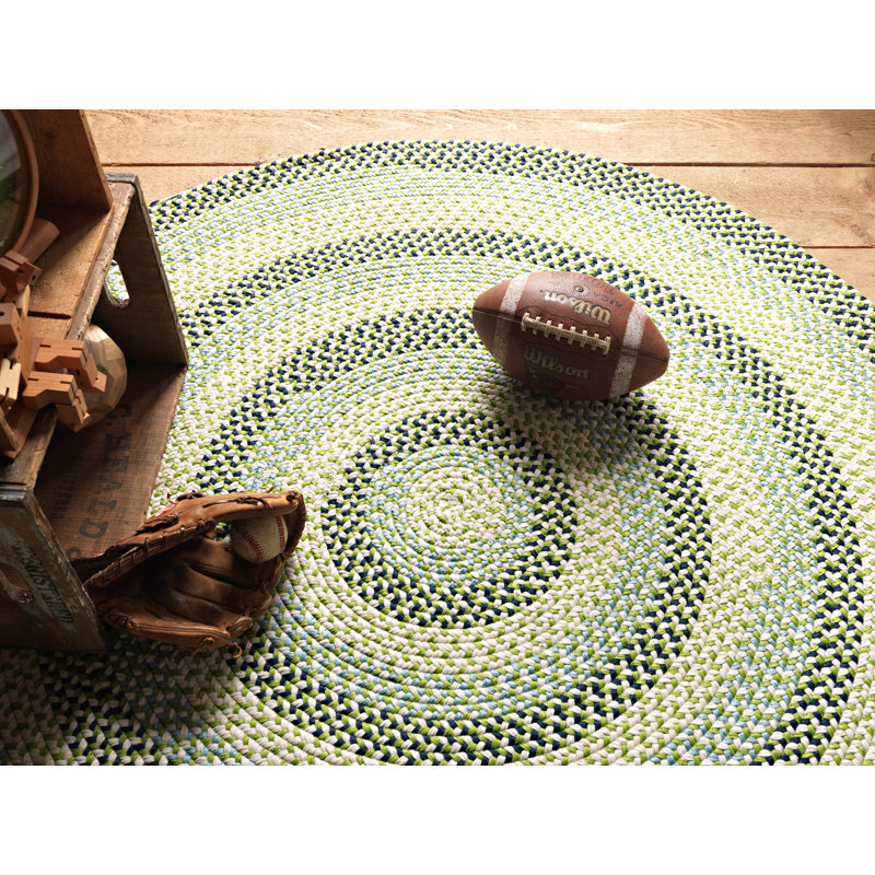 Tapis tressé vert/brun clair Carousel, Rond 8 pi
