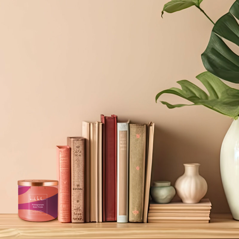 Bougie parfumée avec support en verre, Rose; orange