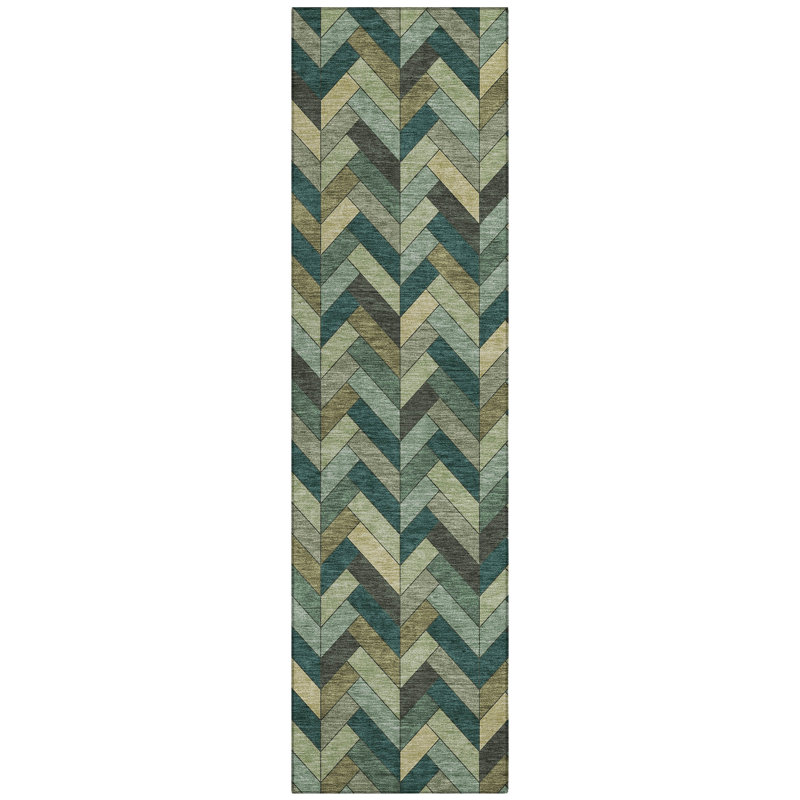 Machine Washable Indoor/Outdoor Matteson ACN2296 Geometric Rug, Runner 2'3" x 7'6"