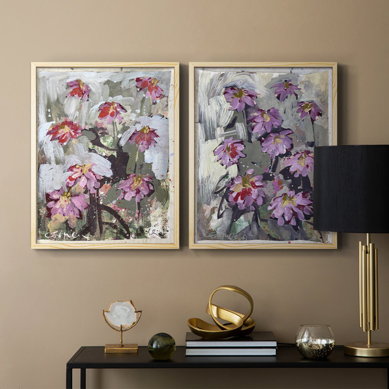 Impression encadrée Zinnia I-Premium - prête à être accrochée - aucun clou requis - aucun clou requis, Bois naturel