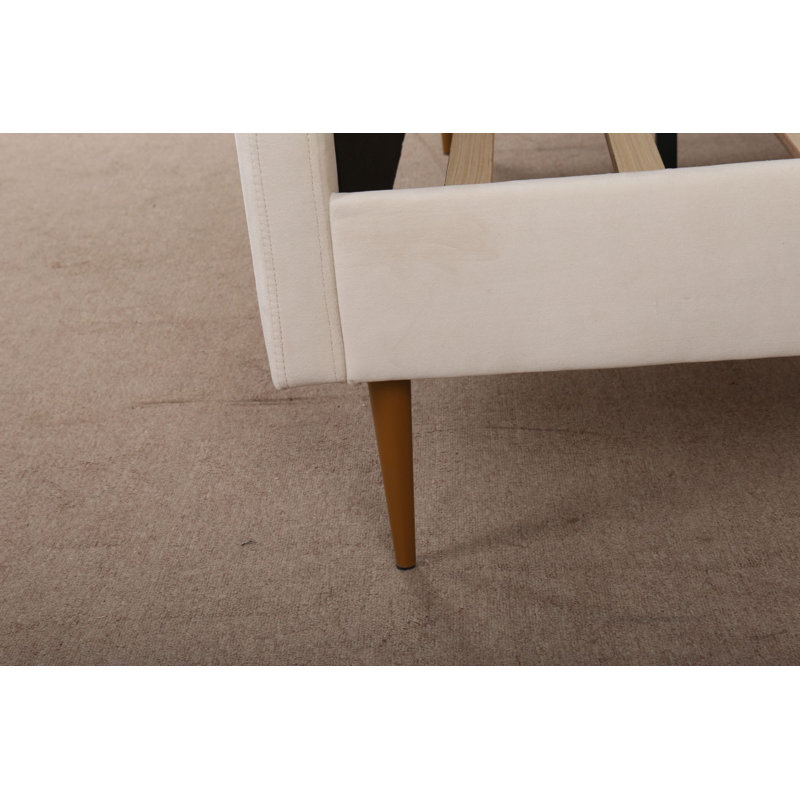 Sarosh Upholstered  Platform Bed, Full / Double, Cream