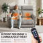 Canapé inclinable électrique 60,2 "avec vibration, double chauffage, appui-tête réglable, tissu-1343539763