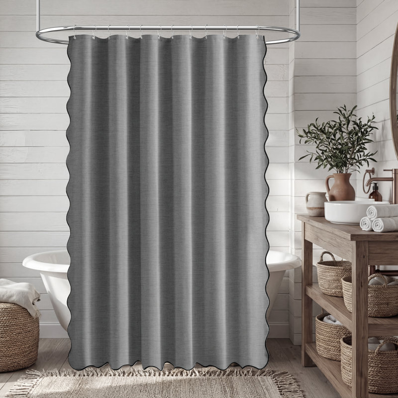 Rideaux de douche Boho Linen, H 72 po x l 72 po, Gris
