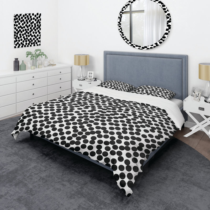 Black Circle Pattern Polyester Dots Duvet Cover