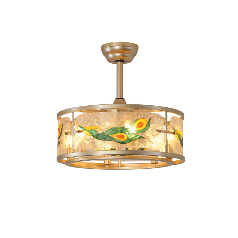 Ventilateur de plafond style cage 20 "avec lumière pour le salon Tiffany