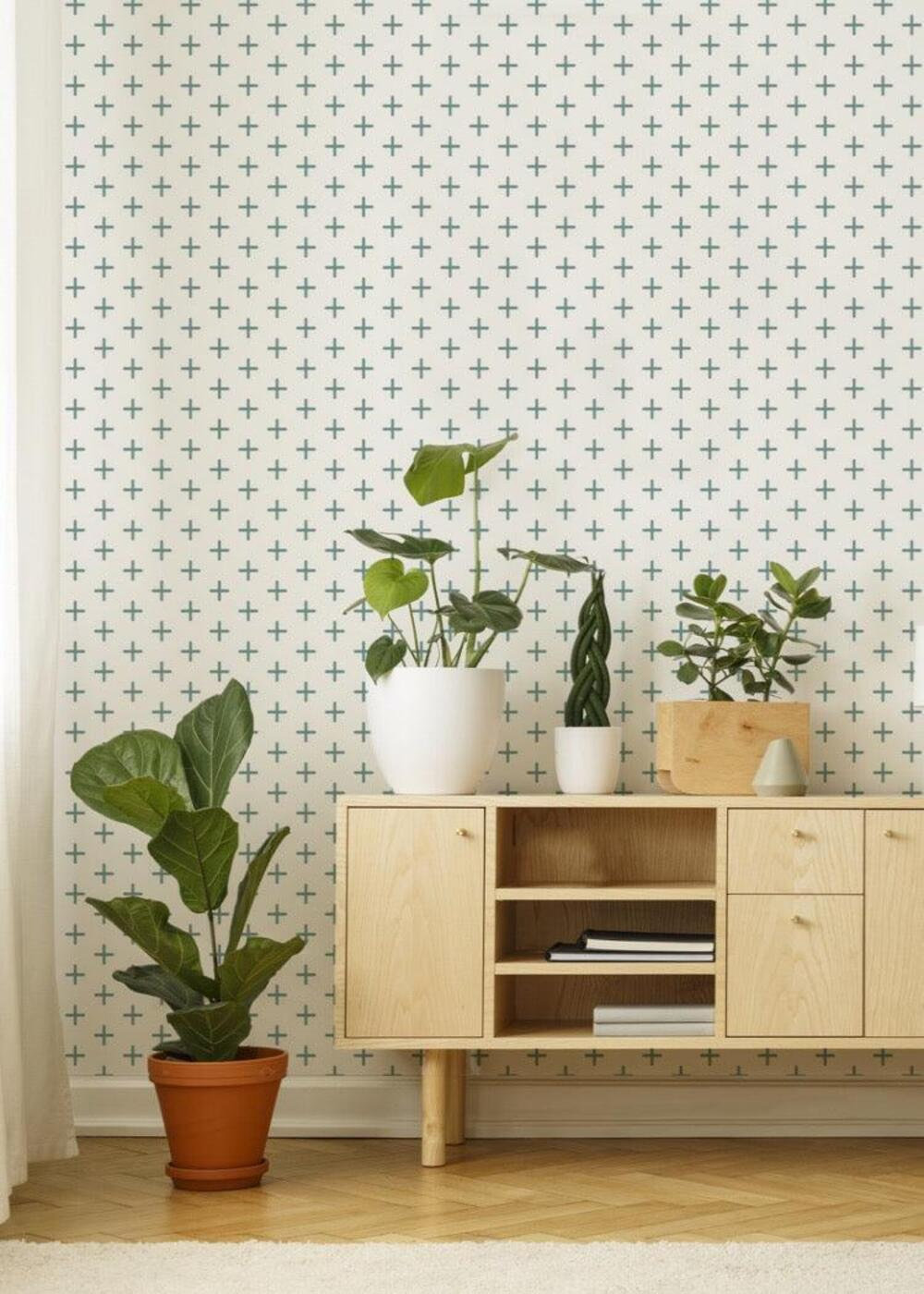 Addition Self-Adhesive Wallpaper Roll, Mineral Blue, Faux Grasscloth, Non-pasted