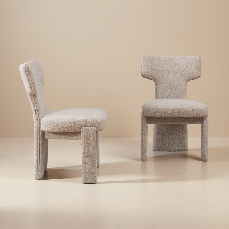 22" W Upholstered Wingback Side Chair, Beige