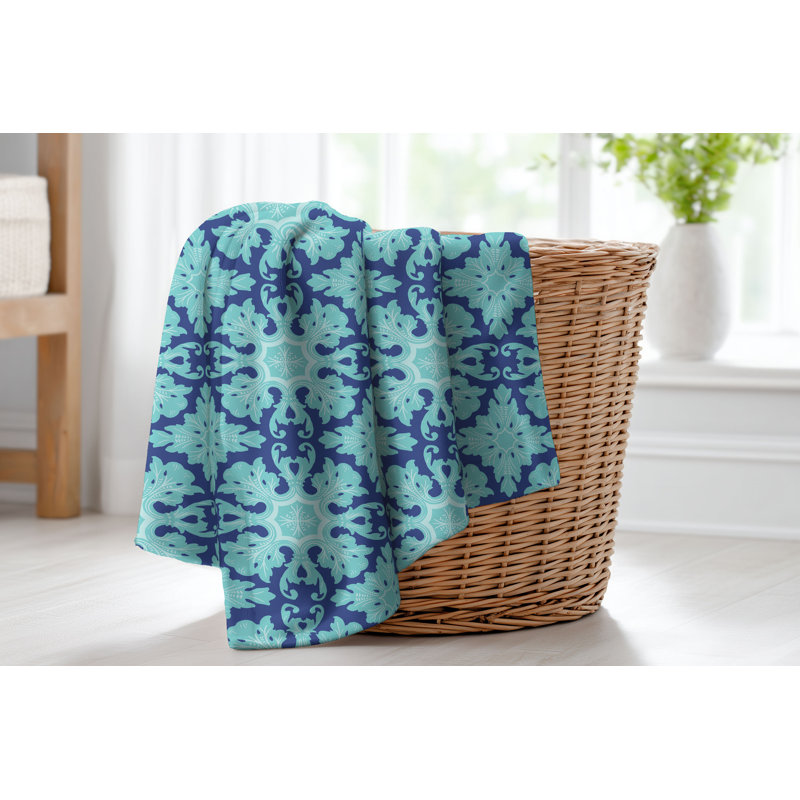 Couverture en velours de velours de damas, Bleu, L 60 po x l 50 po