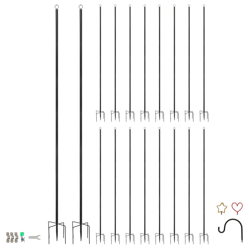 Harbour Housewares Outdoor Festoon Poles with Interchangeable Heads - 0.6-2.5m Tall, 18