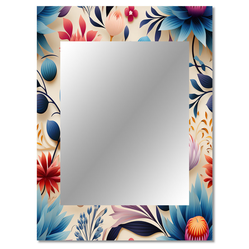 Motif botanique marocain, botanique, miroir mural unique, 40 po x 30 po