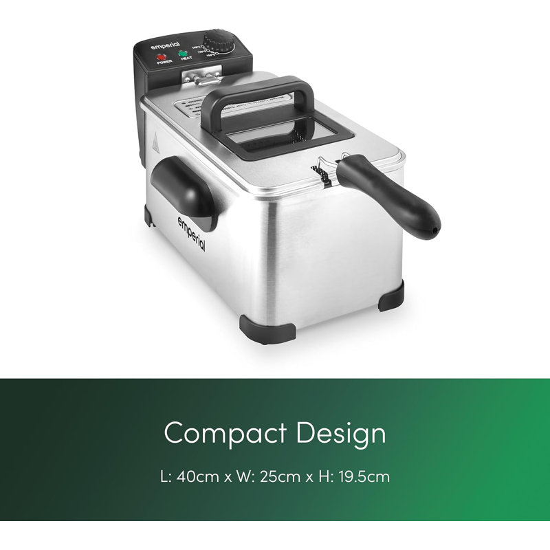 Emperial 3L Deep Fat Fryer with Adjustable Temperature Control, Non-stick Removable Oil Container & Basket - 2000W