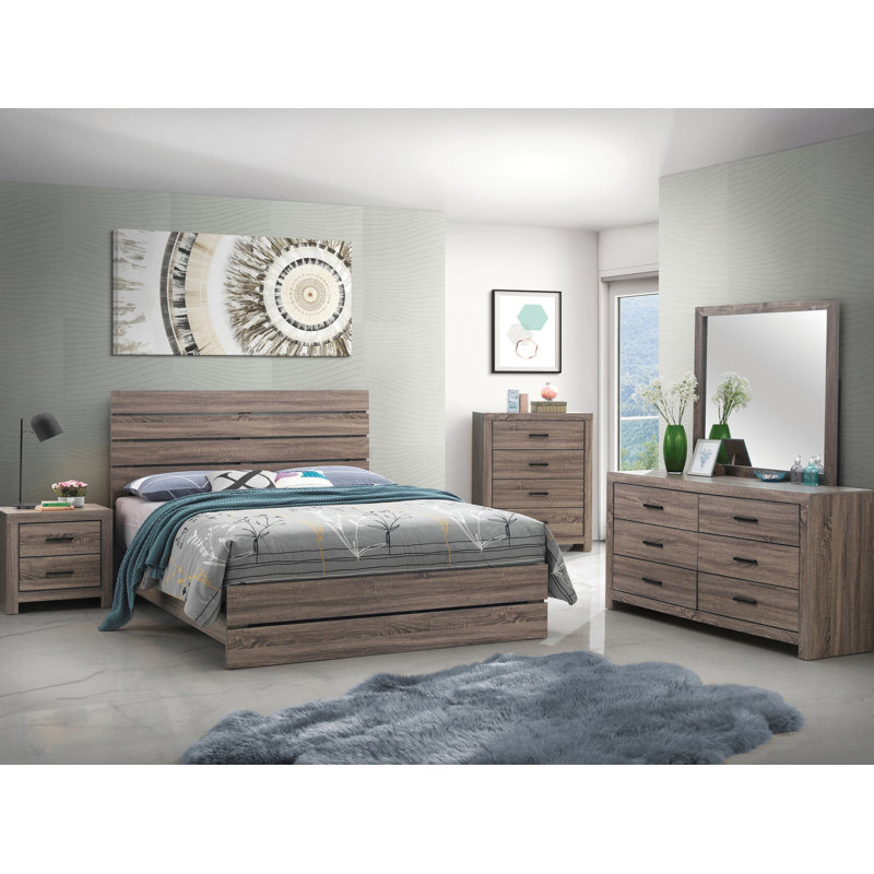 Ensemble de chambre à coucher 4 pièces Beccio, Chêne baril, Très grand