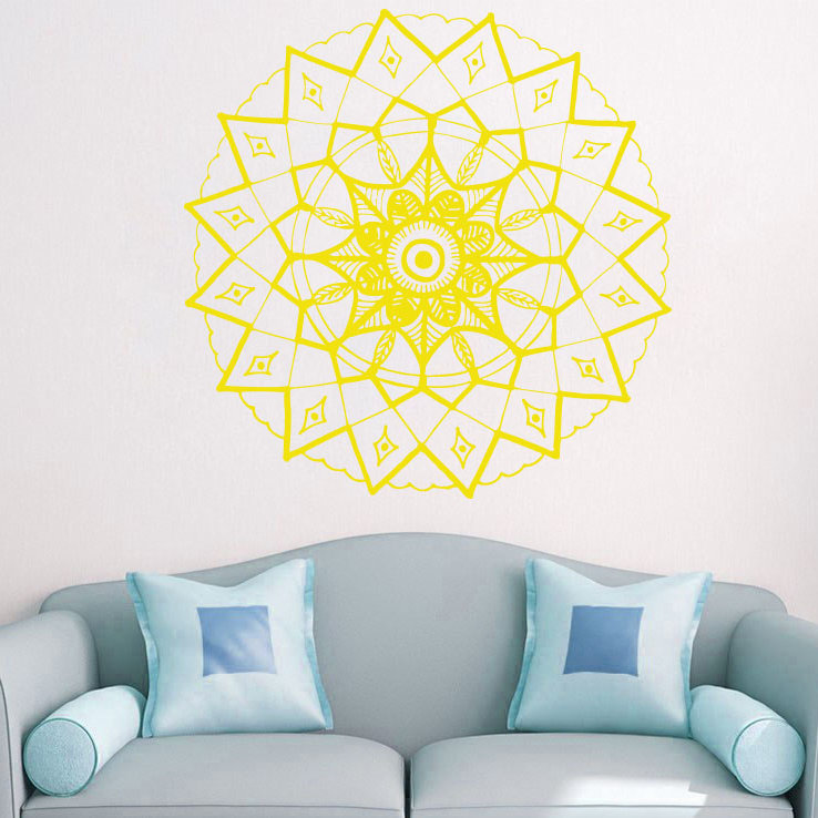 Adhésif décoratif mandala yoga, H 20 po x l 22 po, Yellow