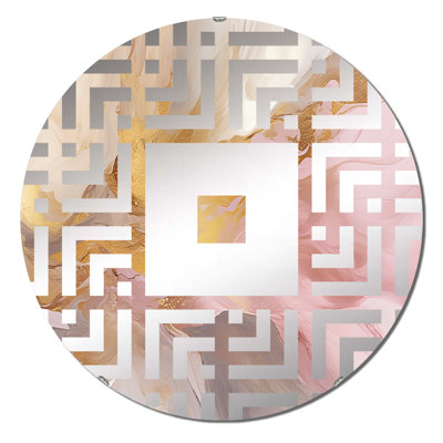 Exquisite Symphony Abstract Pink And Gold Pastel - Square Wall Mirror