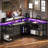 Latarya 59''W L-Shaped Desk with Steel Storage Shelves,Reversible Computer Desk with Built-in Outlets and LED Strip Lights-917033589