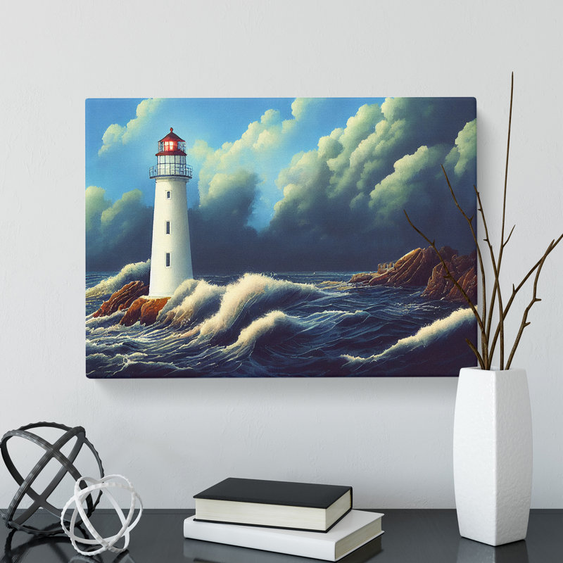 Lighthouse Watercolour Vol.3 - Wrapped Canvas, 50cm H x 76cm W x 3cm D