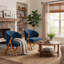 Chaises d'appoint modernes en tissu de velours avec structure en bois massif, chaises rembourrées pour le salon ou le coin lecture-782639056