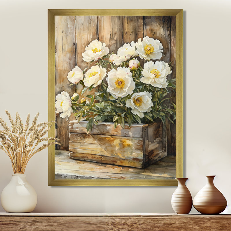Barmore - Floral Canvas Prints, H 40 po x l 30 po, Reproduction encadrée d'une seule photo, Doré