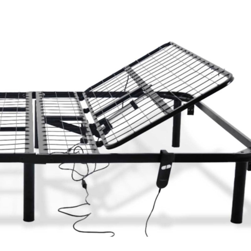 Base de lit double pleine grandeur réglable avec mouvement tête haute, base en acier robuste, assemblage rapide, limite de poids de 850 lb, longueur de produit de 75 po, largeur de 53 po, épaisseur de 14 po, lit simple, noir, simple