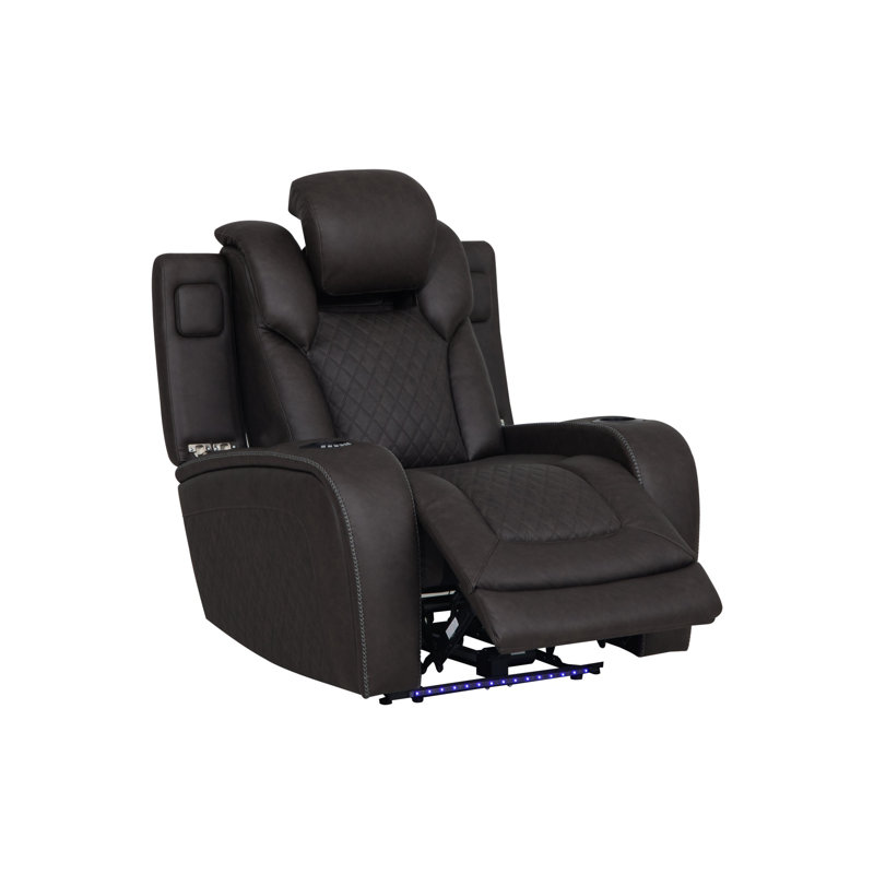 Fauteuil inclinable électrique en microfibre Wendell avec rangement, ports USB et éclairage DEL pour un confort et une commodité ultimes