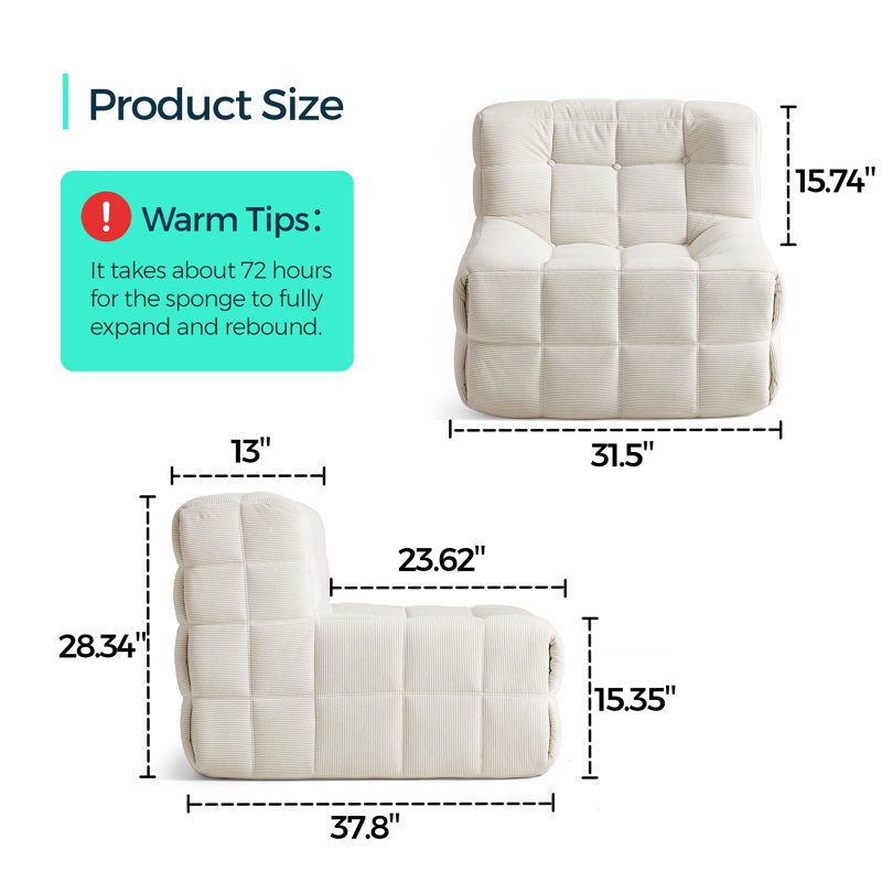 31.5'' Wide Accent Chair, White Velvet