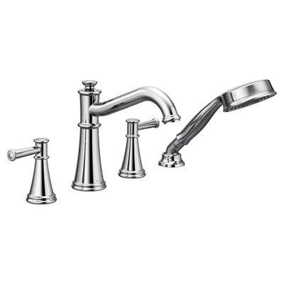 Garniture de robinet de baignoire romaine à fixation sur plateau à deux poignées avec douchette Belfield