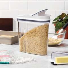 Tourdeus Pop Up Lid Food Storage Containers, Clear Storage Containers for Pantry Airtight Kitchen Containers Storage Set - 5 Pack for Cereal, Flour