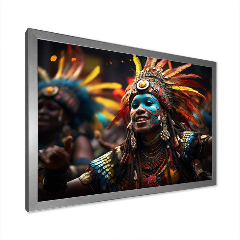 Art africain sur toile, reproduction de danse tribale zoulou - Danses zoulou d'Afrique III, Cadre photo argenté