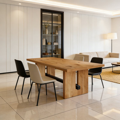 4-Seater Rectangular Dining Table in Solid Wood