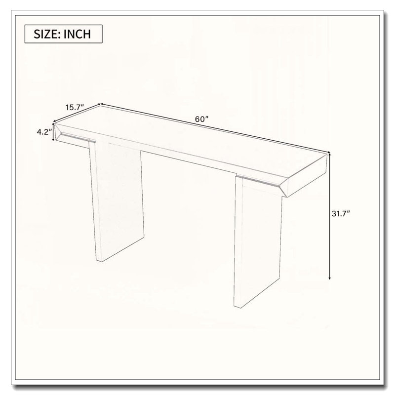 60-Inch Console Table with Geometric Clean Lines Design, Black