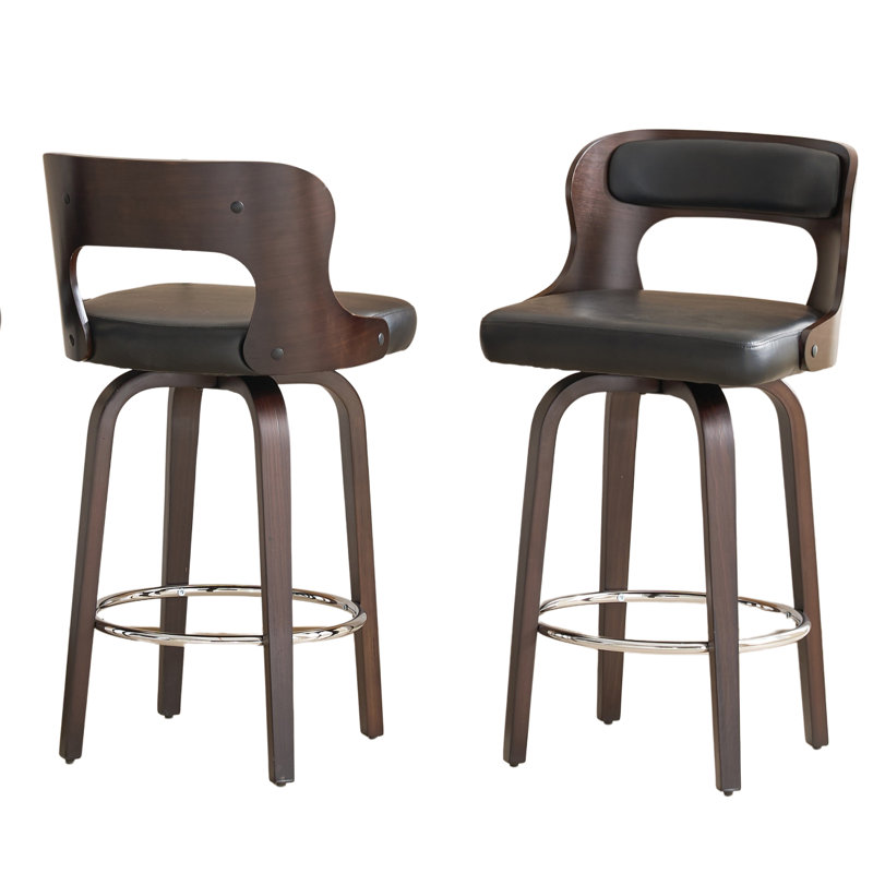 Swivel Faux Leather Counter & Bar Stools, Black
