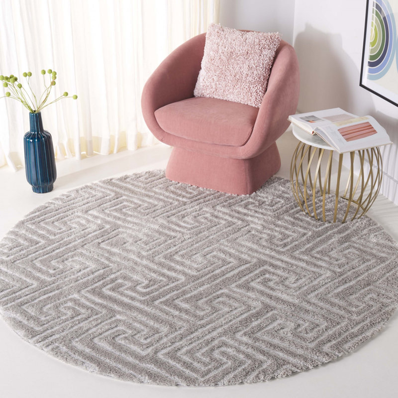 Tahoe Shag Performance Geometric Rug, Round 6'7"